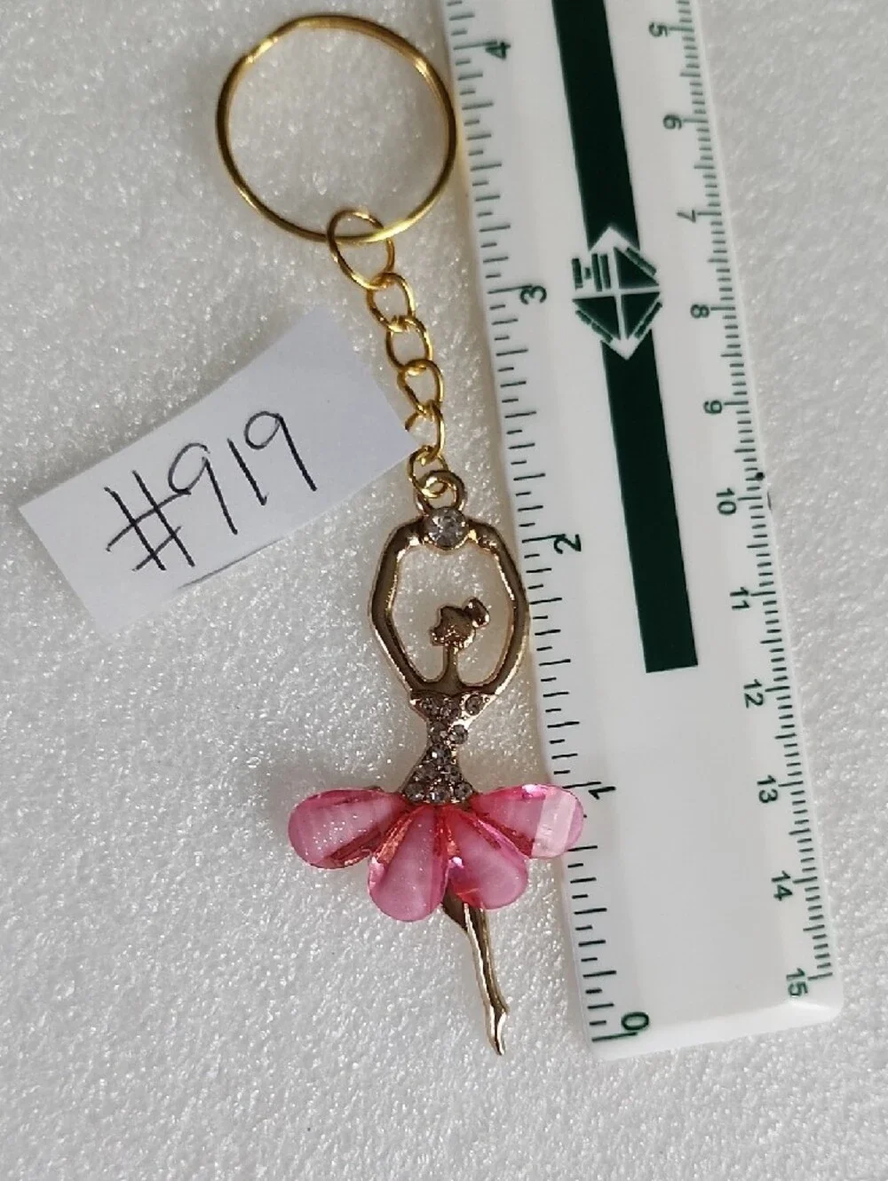 Hand Crafted Gold and Pink Ballerina Keychain Card Holder